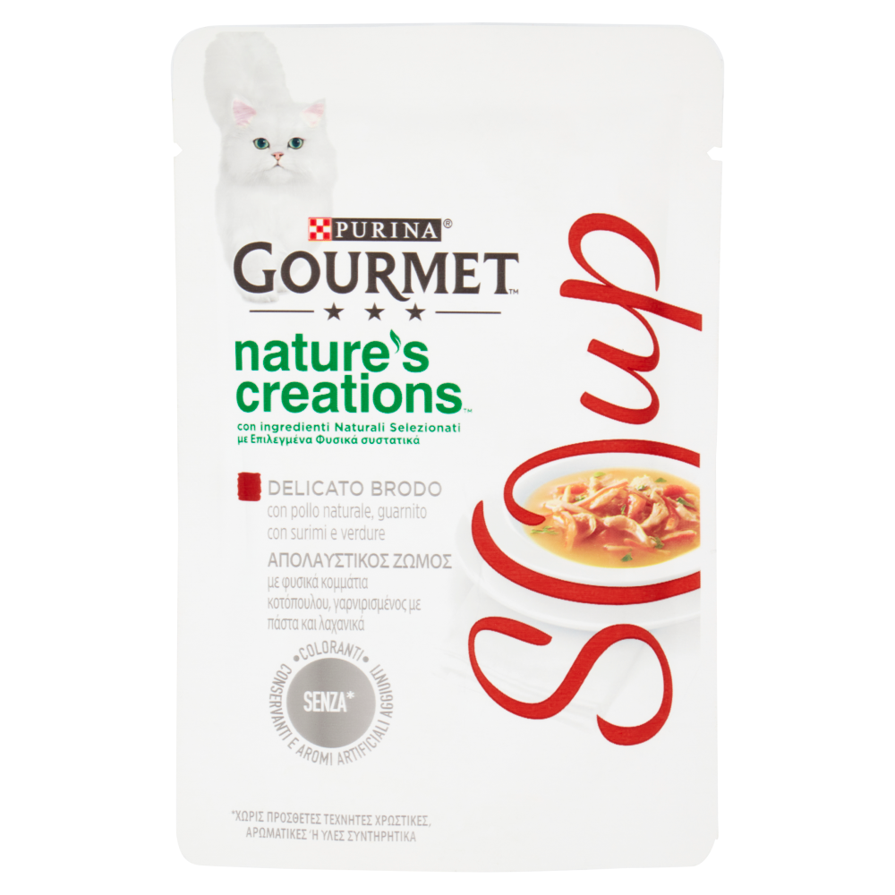 Gourmet Nature's Creations Soup Pollo Surimi Pesce Bianco e Verdure 40g Gourmet Nature's Creations Soup Pollo Surimi Pesce Bianco e Verdure 40g